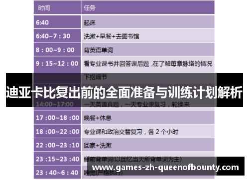 迪亚卡比复出前的全面准备与训练计划解析 迪亚卡比复出前的全面准备与训练计划解析